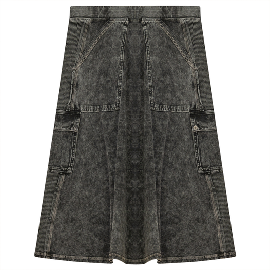 Ladies Tie Dye Wash Rib Short Skirt With Side Pockets