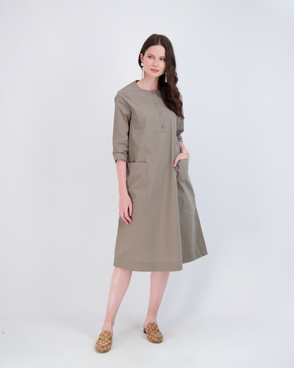Shirt Dress With Pockets Stone