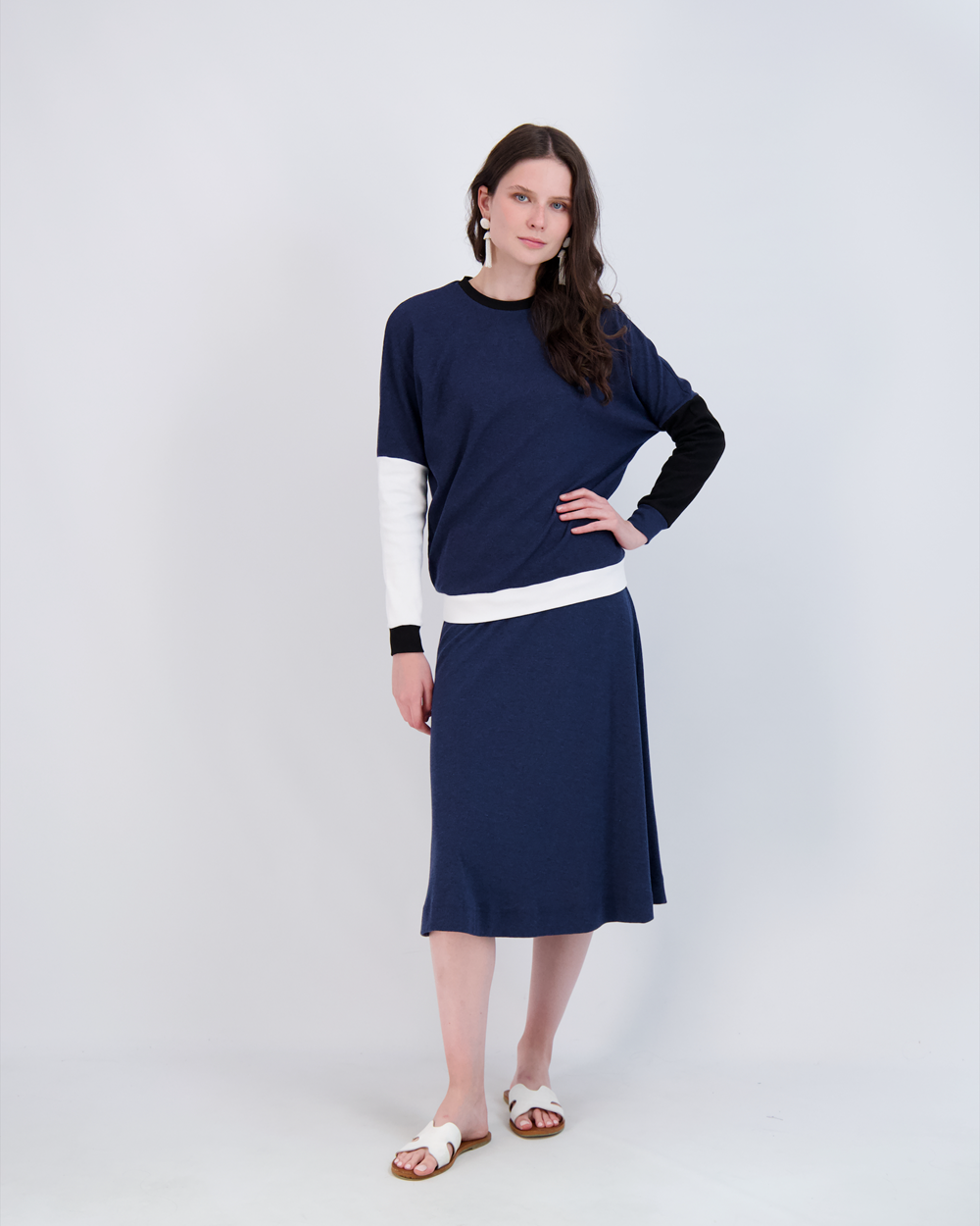 Ladies Cotton Ribbed 27" A-Line Skirt