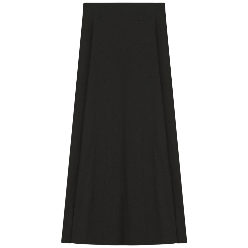 Ladies Cotton Stretch Long Skirt Black