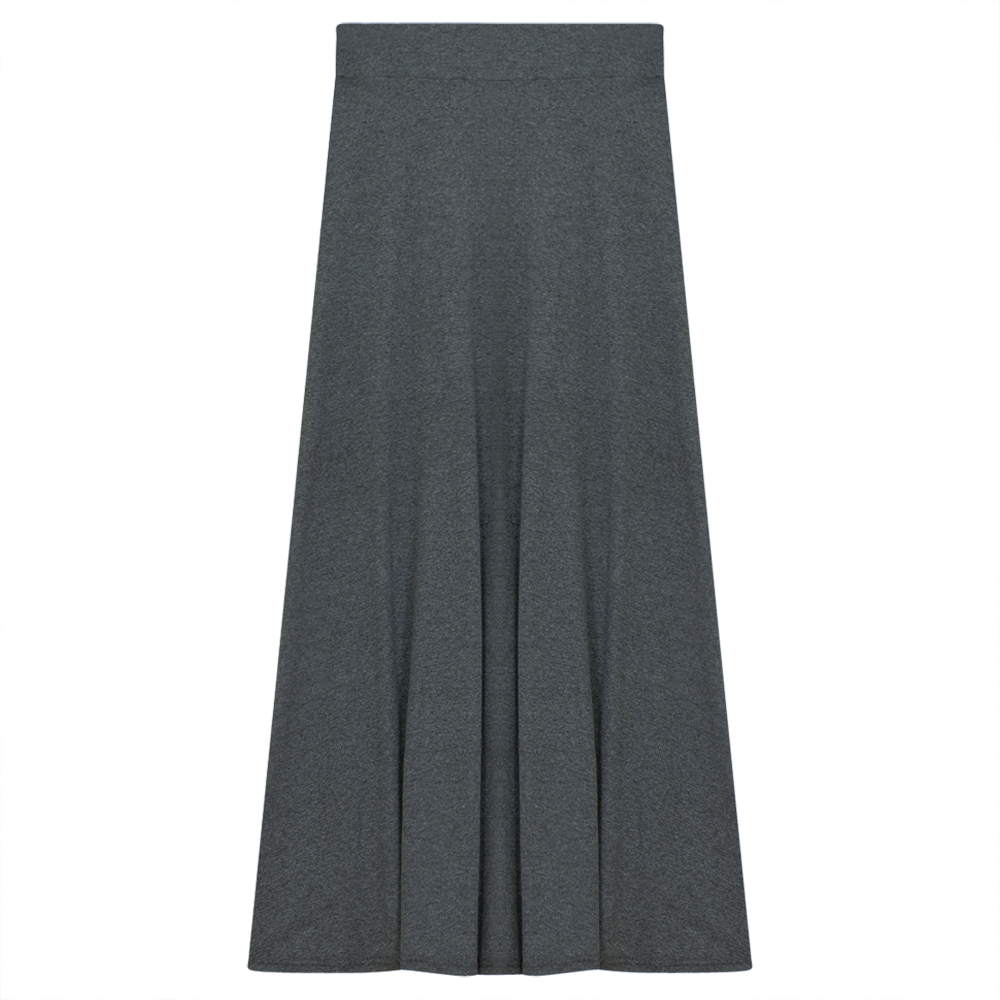 Ladies Cotton Stretch Long Skirt Grey Mix