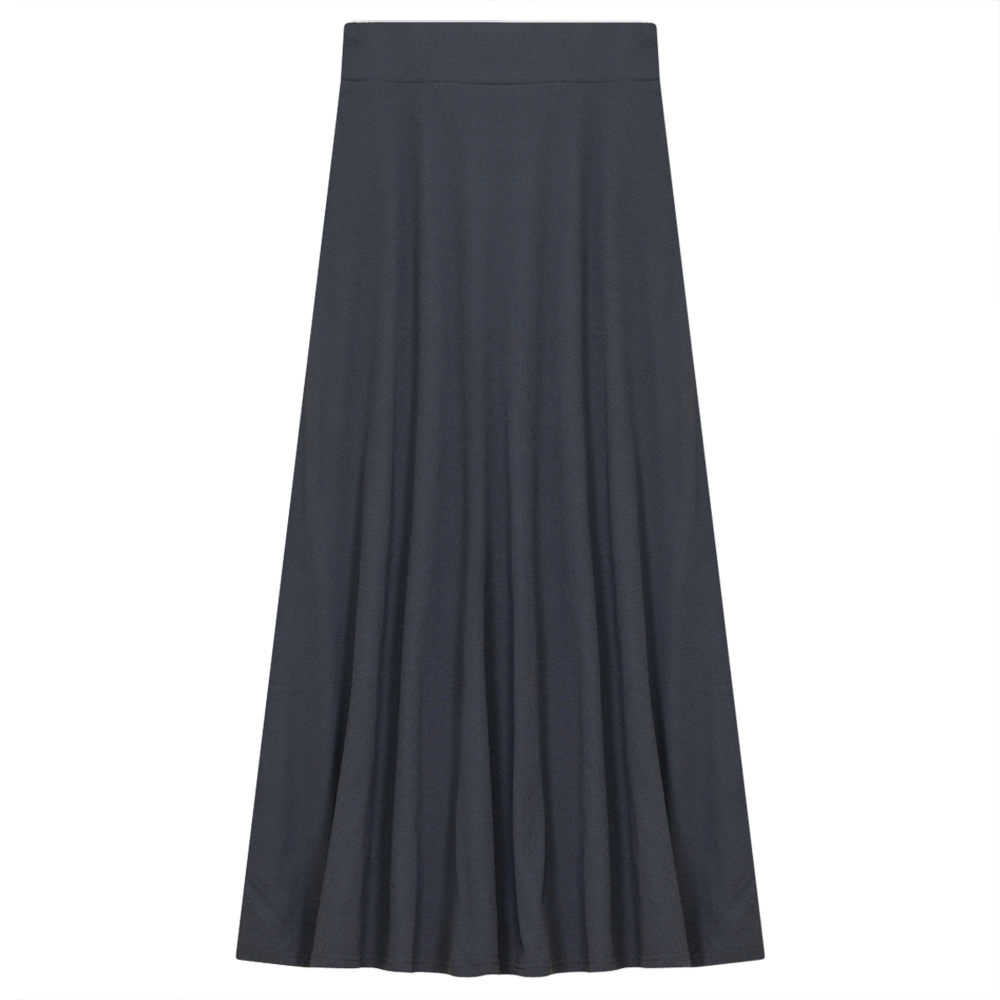 Ladies Cotton Stretch Long Skirt Ink Grey