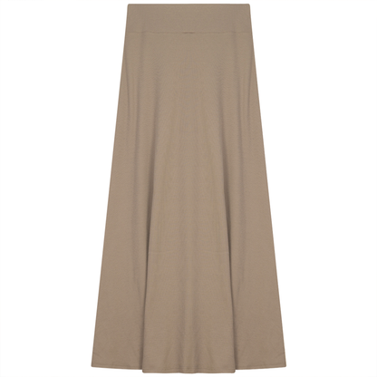 Ladies Cotton Stretch Long Skirt Stone