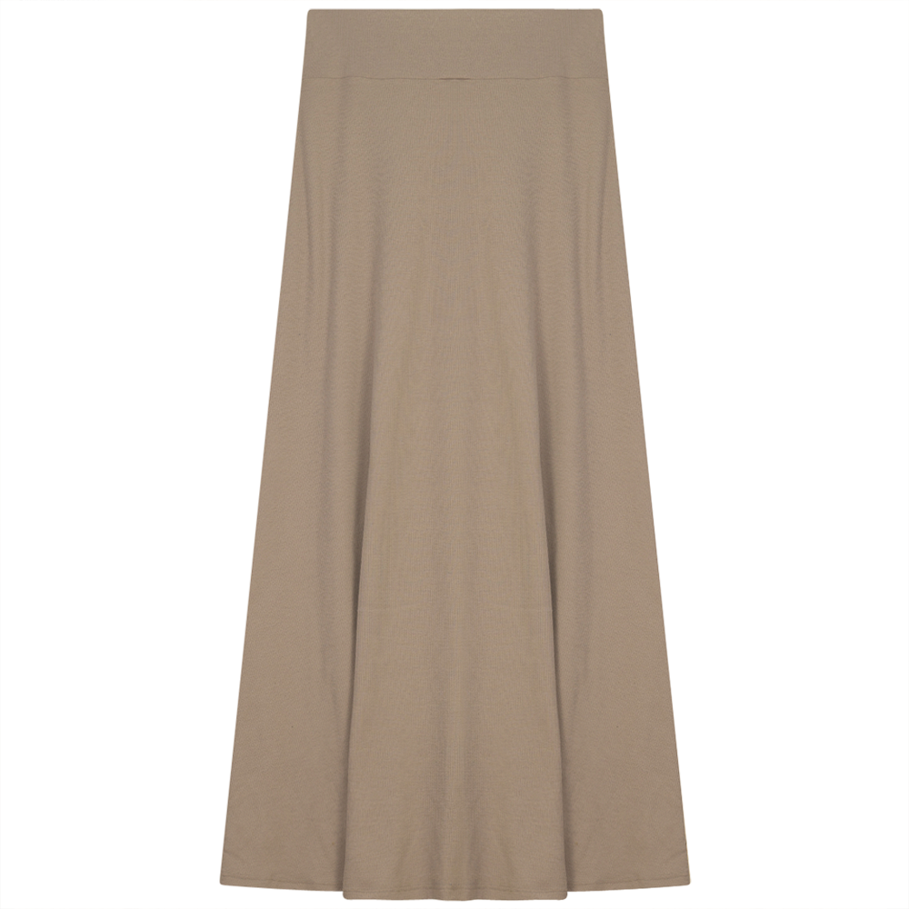 Ladies Cotton Stretch Long Skirt Stone