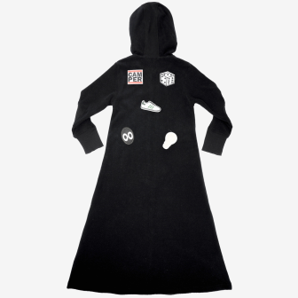 Long Terry Dress With Appliques Black