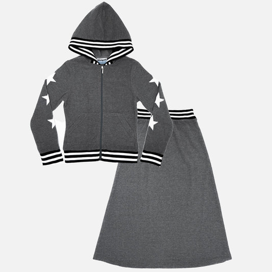 2pc Tery With Stars Medium Grey Mix