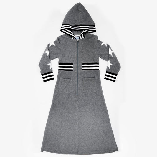 Long Terry Dress With Stars Medium Grey Mix