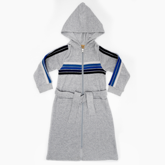 Striped Short Terry Dress Light Grey Mix