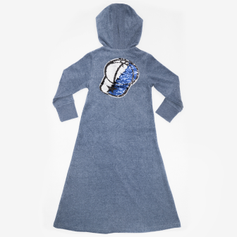 Long Terry Dress With Sequance Dark Denim Mix