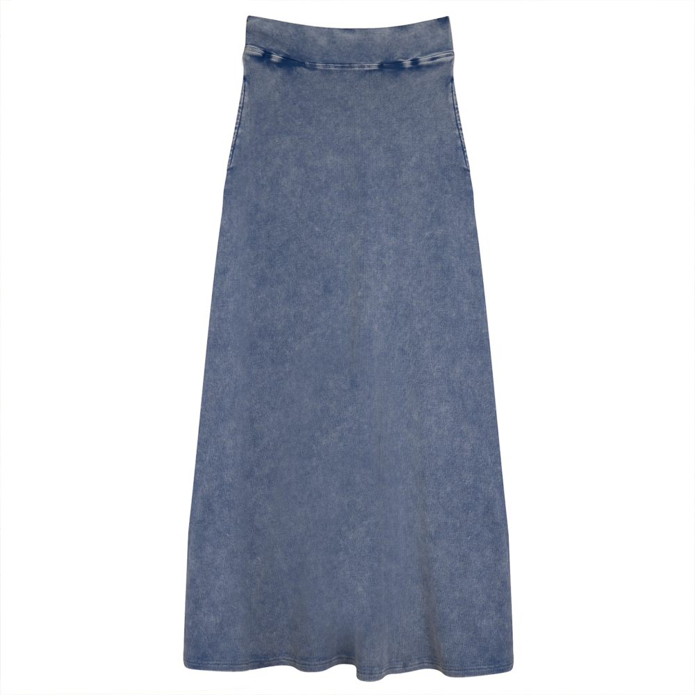 Long Denim Wash Skirt Light Denim Wash