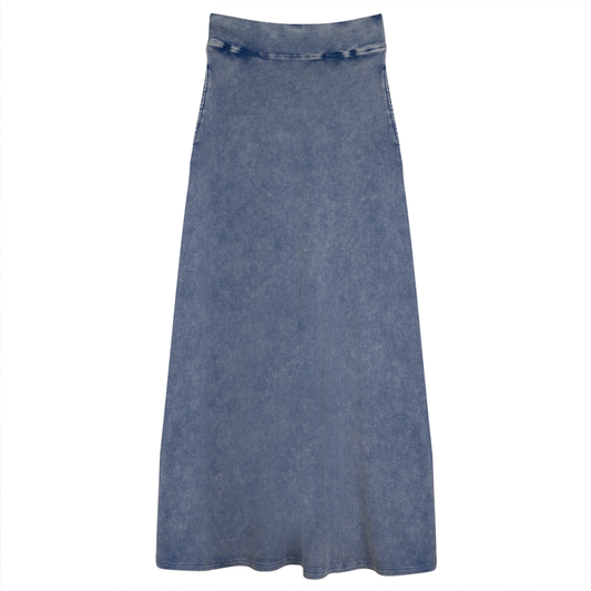 Long Denim Wash Skirt Light Denim Wash