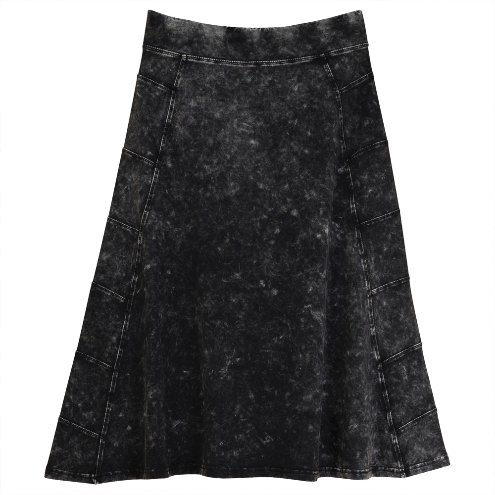 Denim Paneled Skirt Black Wash