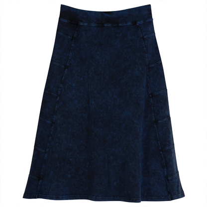 Denim Paneled Skirt Dark Denim Wash