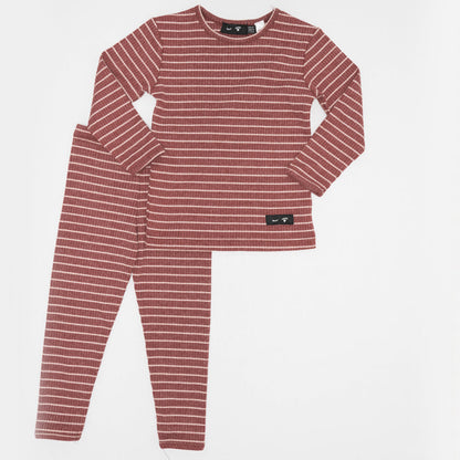 Ribbed Striped Two Piece Set Brick