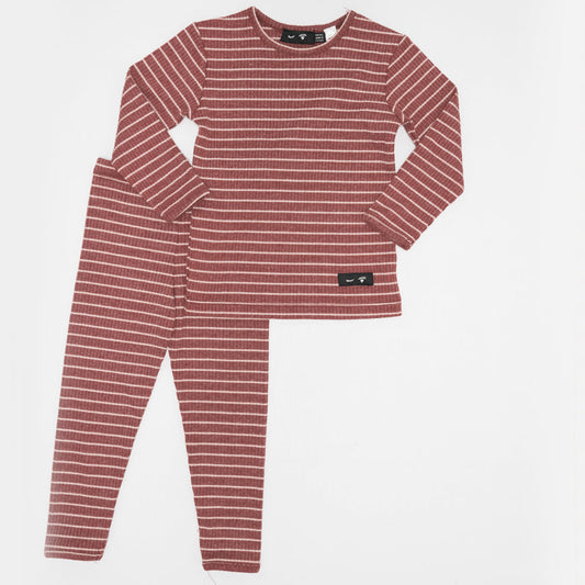 Ribbed Striped Two Piece Set Brick