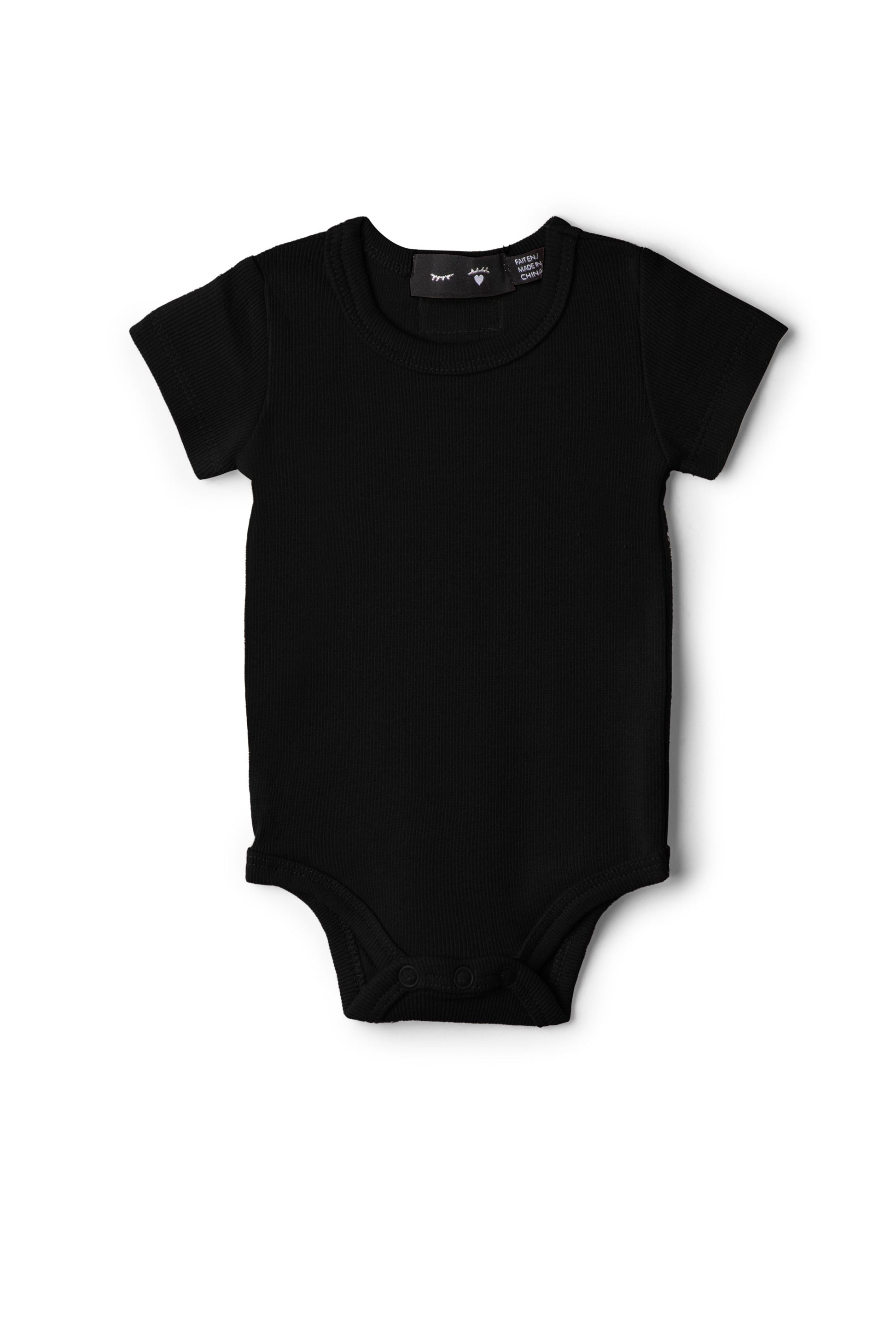Soft Rib Baby Romper Black