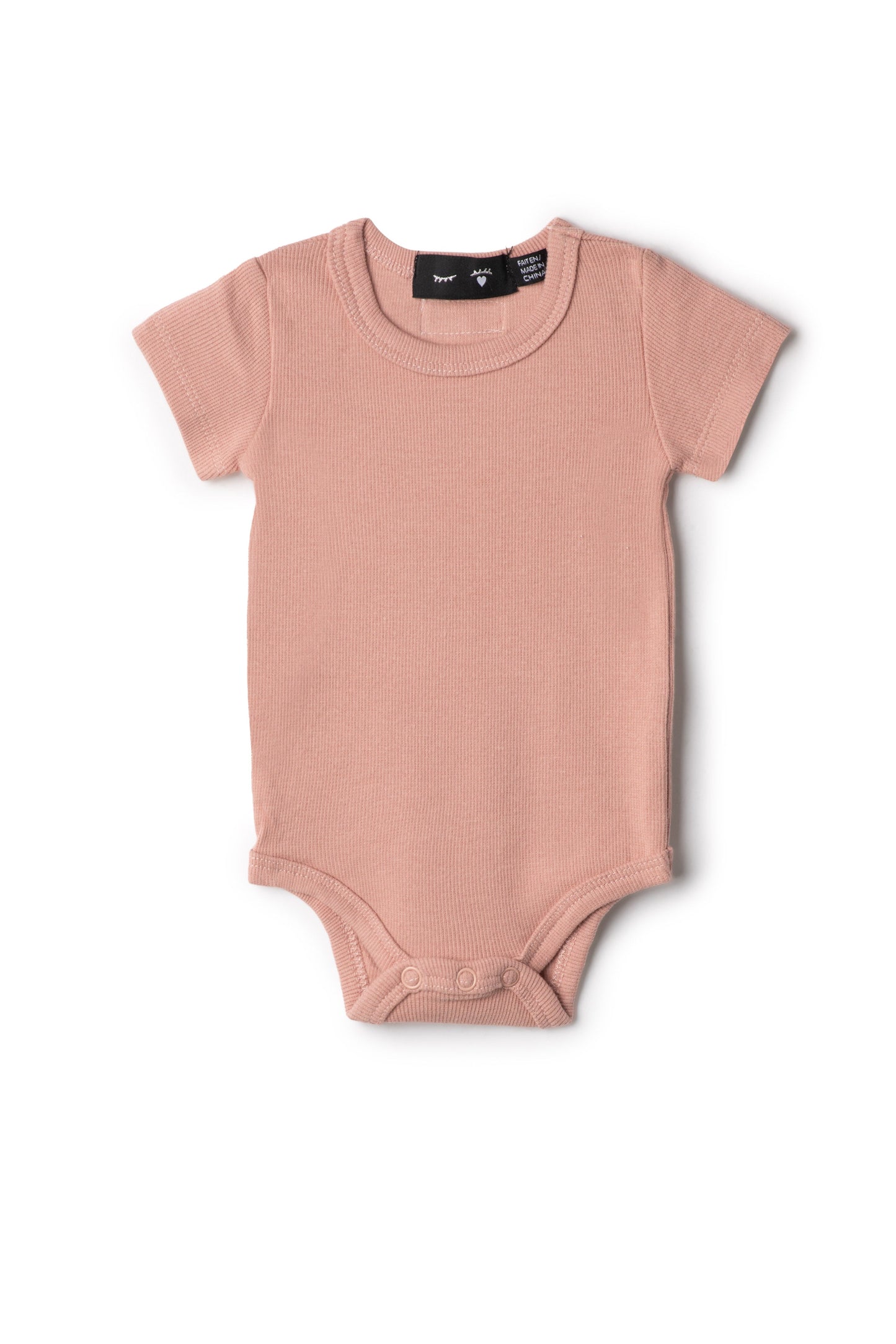 Soft Rib Baby Romper Blush