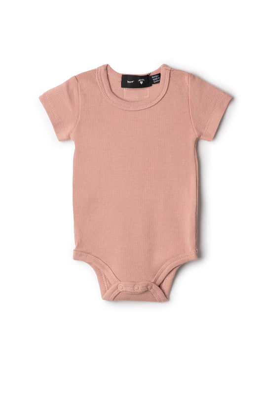Soft Rib Baby Romper Blush