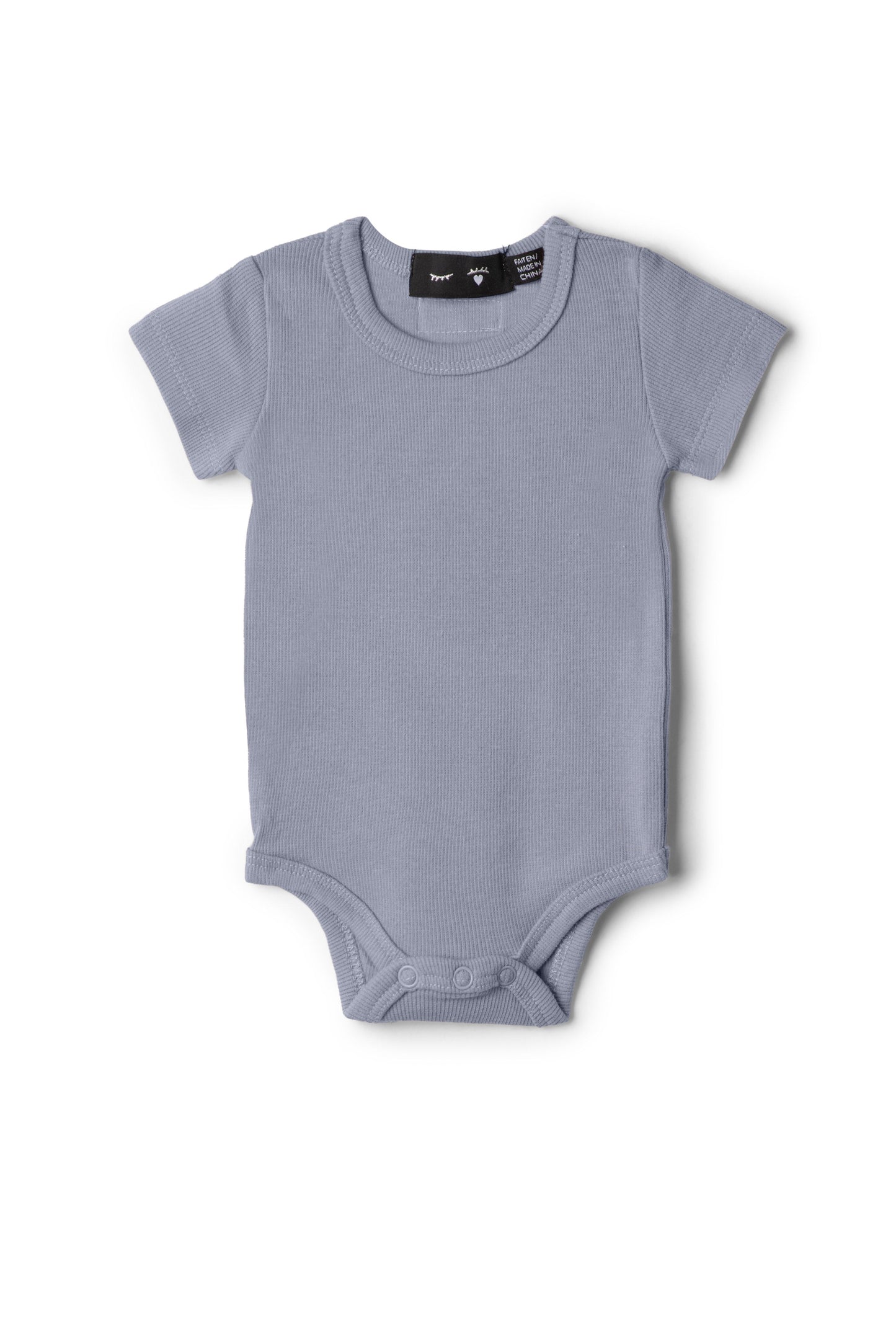 Soft Rib Baby Romper Grey Blue
