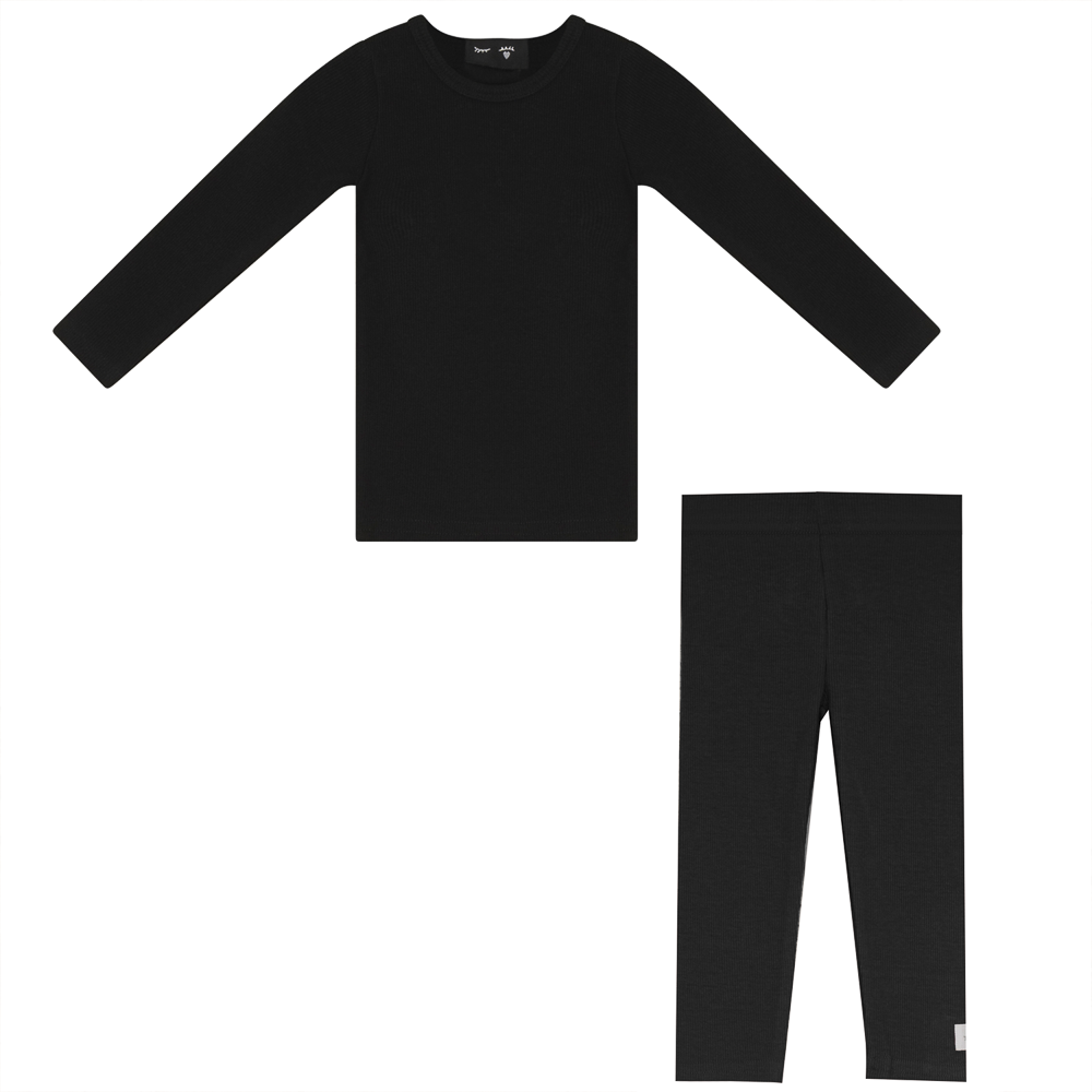 Soft Rib Long Sleeve 2pc Black