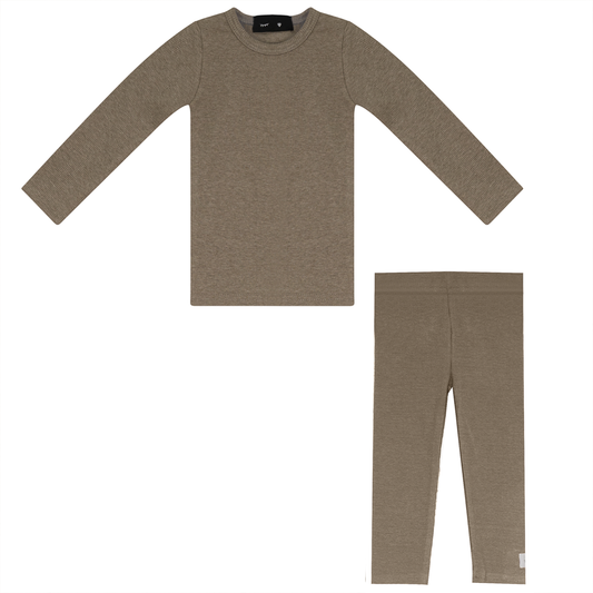 Soft Rib Long Sleeve 2pc Sand Mix
