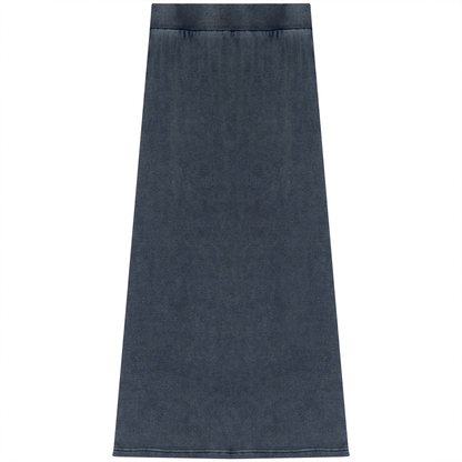 Soft Denim Wash Long Straight Skirt Light Denim Wash