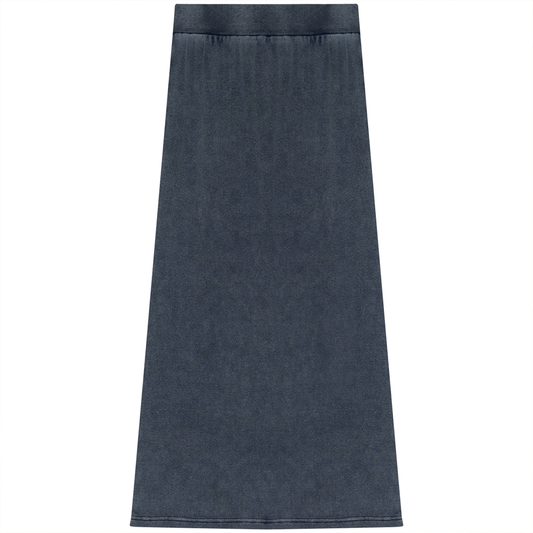 Soft Denim Wash Long Straight Skirt Light Denim Wash