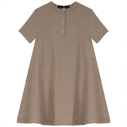 Speckled Rib Girl's Henly Dress Beige Mix