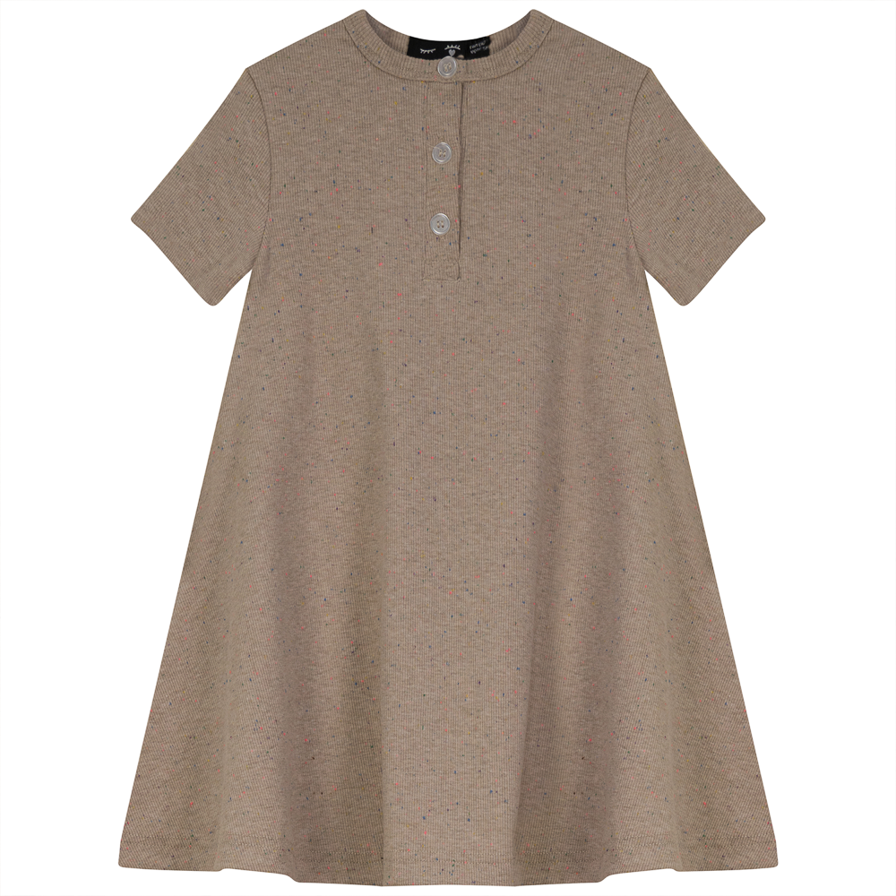 Speckled Rib Girl's Henly Dress Beige Mix