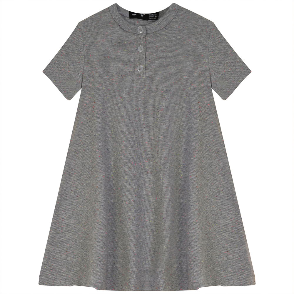 Speckled Rib Girl's Henly Dress Light Grey Mix