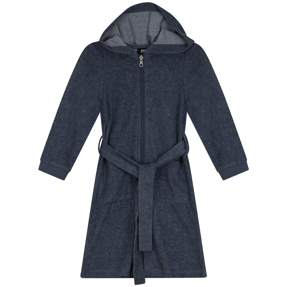 Washed Rib Terry Robe Dark Denim Wash