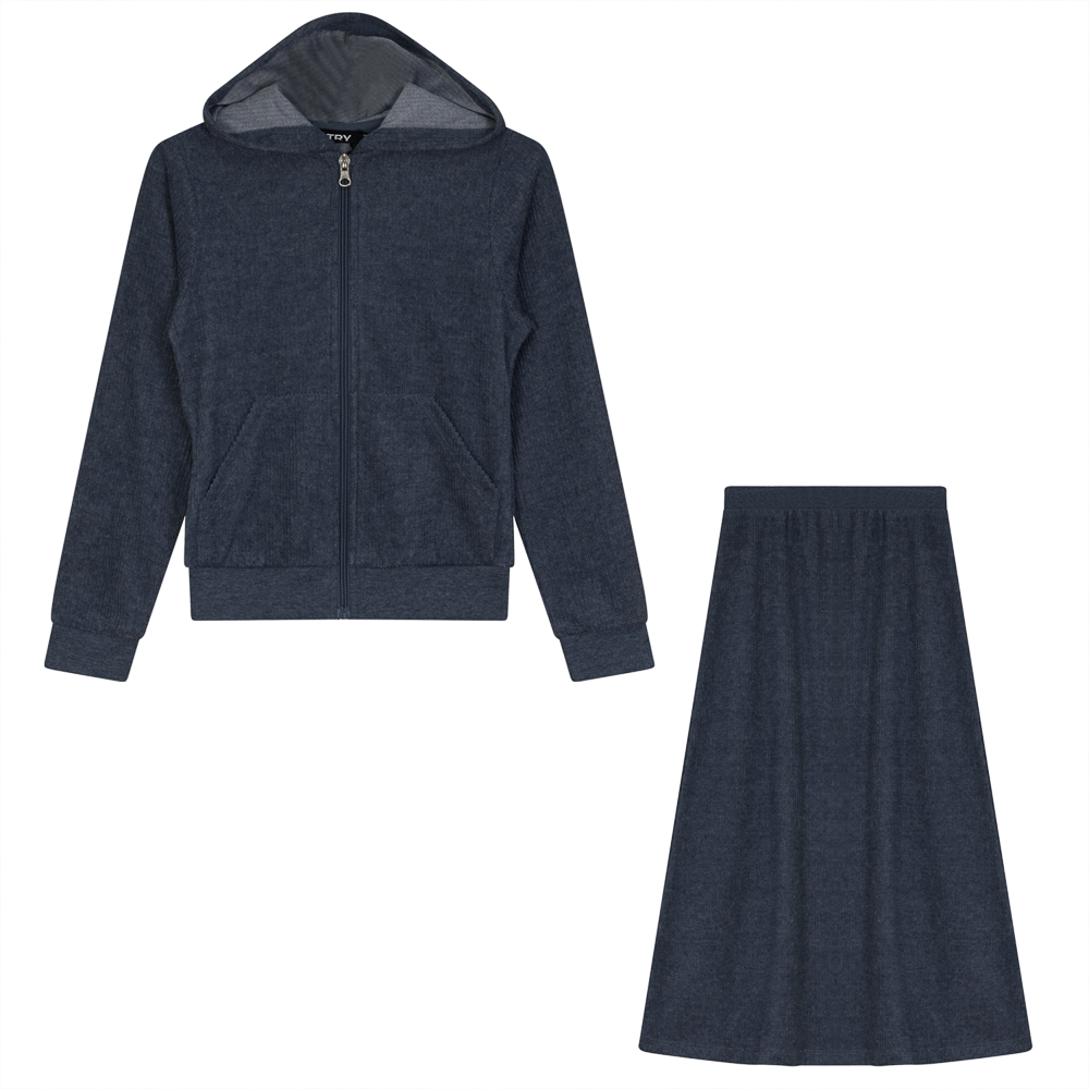 Washed Rib Terry Set Dark Denim Wash