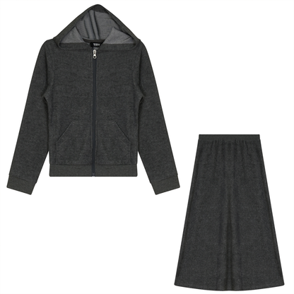 Washed Rib Terry Set Grey Wash Black