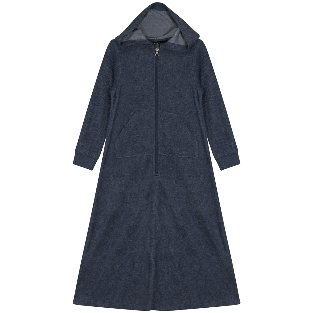 Washed Rib Terry Robe Dark Denim Wash