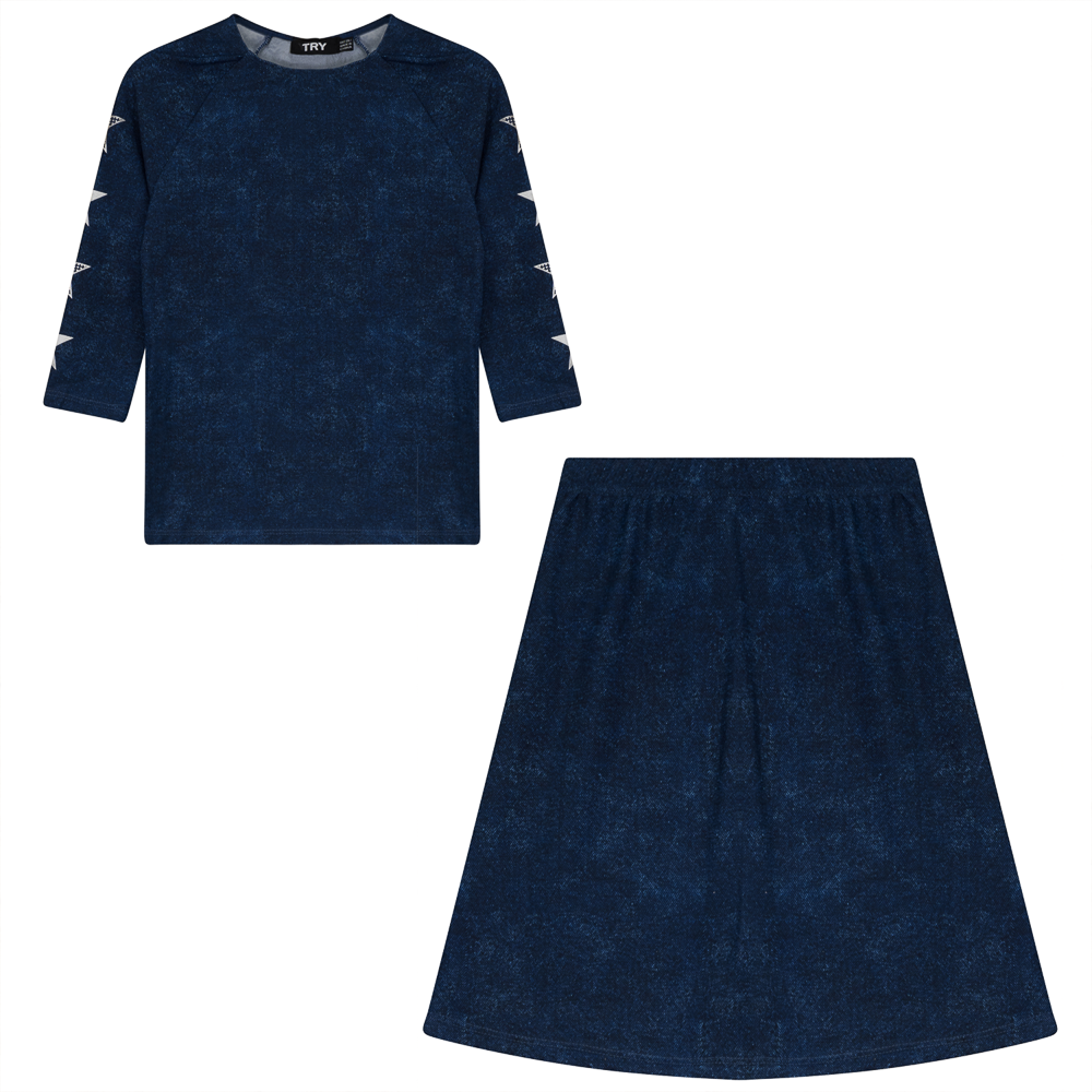 Wash Denim Swim 2 PC Set Denim Wash