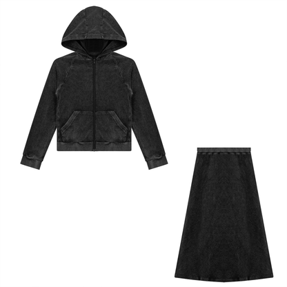 Distressed Washed Terry Set Black Wash