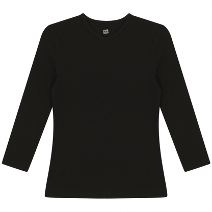 V Neck Ribbed Tee Black