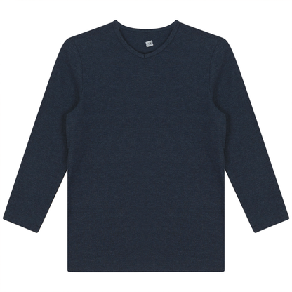 V Neck Ribbed Tee Denim