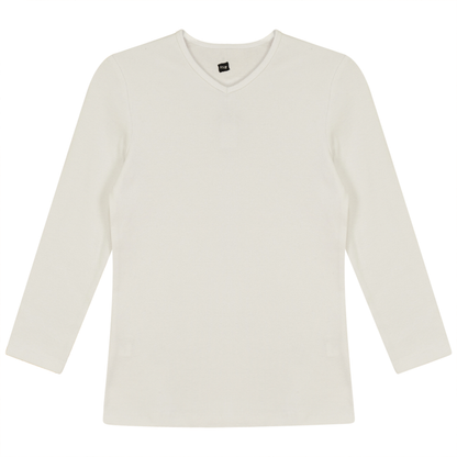 V Neck Ribbed Tee White