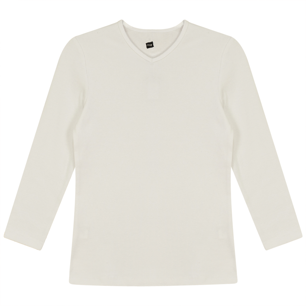 V Neck Ribbed Tee White