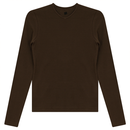 V-Neck Ribbed Tee Coffee