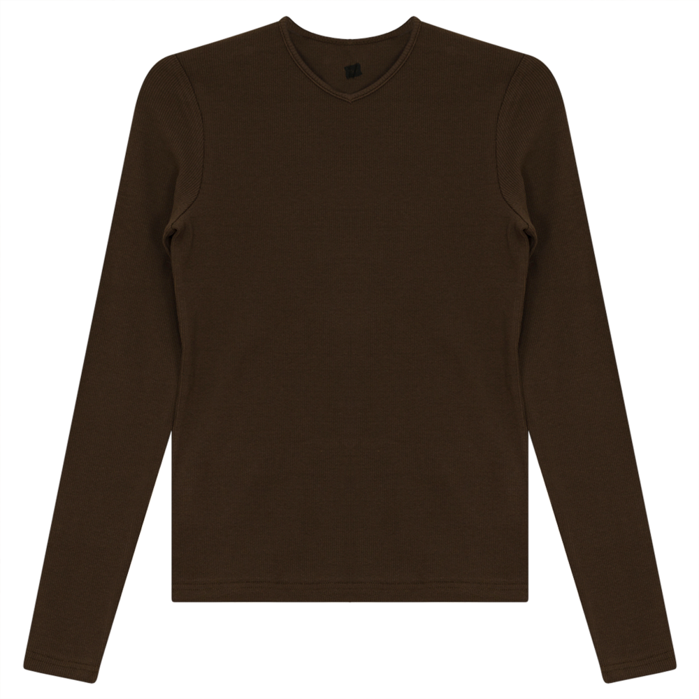 V-Neck Ribbed Tee Coffee
