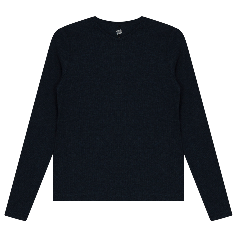 V-Neck Ribbed Tee Denim