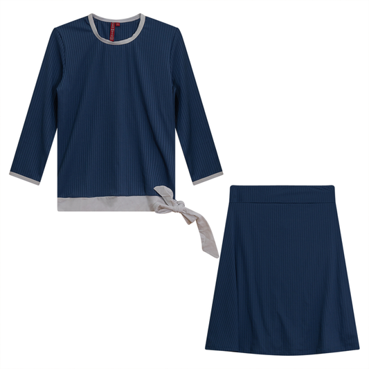 Midi 2 PC Swim Set Cover Up Dark Denim