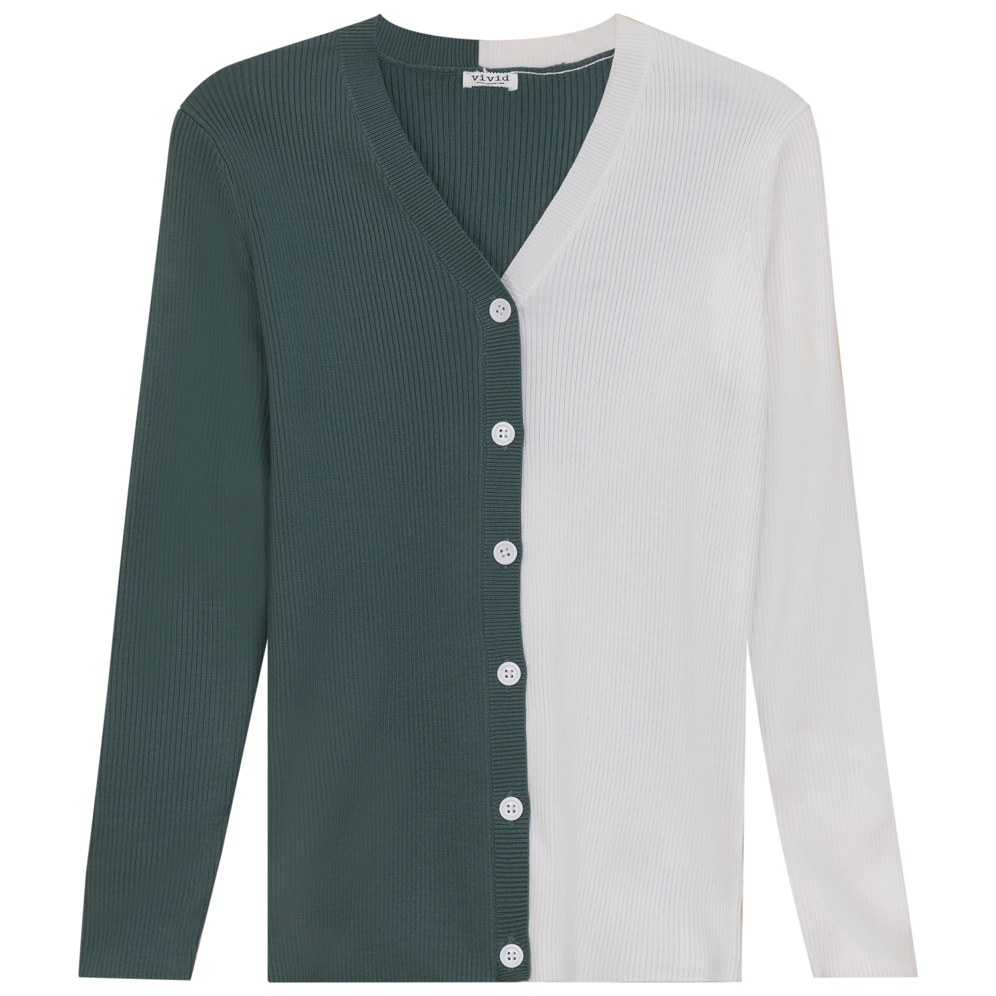 Contrast Ribbed Cardigan Basil