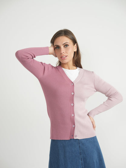 Contrast Ribbed Cardigan