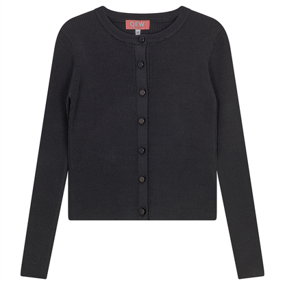 Cropped Knit Cardigan Black