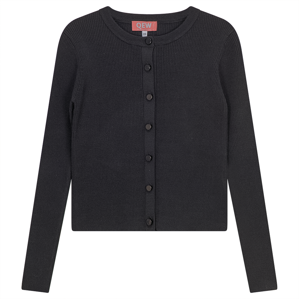 Cropped Knit Cardigan Black