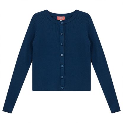 Cropped Knit Cardigan Dark Denim