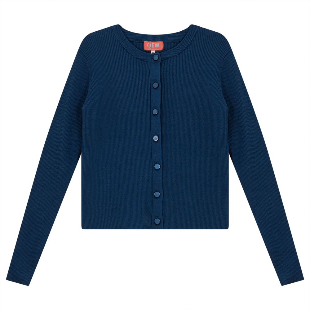 Cropped Knit Cardigan Dark Denim